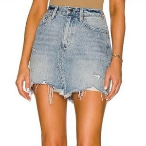 NWT Pistola Rumi High Rise Cut Off Distressed Blue Denim Mini Skirt Size 28"